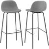 Crosley Furniture Riley Upholstered Seat Bar Stools Set of 2, Gray/Matte Black view 1