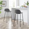 Crosley Furniture Riley Upholstered Seat Bar Stools Set of 2, Gray/Matte Black view 2