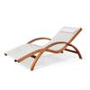 Island Retreat Bentwood Breeze Luxury Chaise Lounger  Pool Lounge Chair with Weatherproof Wood Frame, Breathable Fabric & Pillow  Deck, Patio, Poolside or Outdoor Furniture, Teak & White view 1