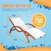 Island Retreat Bentwood Breeze Luxury Chaise Lounger  Pool Lounge Chair with Weatherproof Wood Frame, Breathable Fabric & Pillow  Deck, Patio, Poolside or Outdoor Furniture, Teak & White view 2
