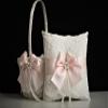 Blush Pink Flower Girls Basket and Ring Bearer Pillow Set, Pink Ring Pillow/Pink Wedding basket/Pink Wedding Pillow/Lace Flower Basket (Gold, 1 Basket) view 1