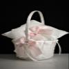 Blush Pink Flower Girls Basket and Ring Bearer Pillow Set, Pink Ring Pillow/Pink Wedding basket/Pink Wedding Pillow/Lace Flower Basket (Gold, 1 Basket) view 2