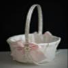 Blush Pink Flower Girls Basket and Ring Bearer Pillow Set, Pink Ring Pillow/Pink Wedding basket/Pink Wedding Pillow/Lace Flower Basket (Gold, 1 Basket) view 4