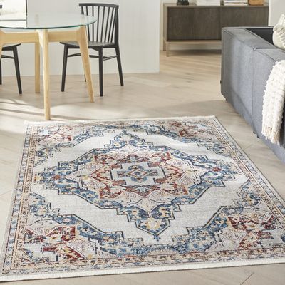 Nourison Home Geneva Multicolor 4' x 6' Area Rug, Traditional, French Country, Easy Cleaning, Non Shedding, Bed Room, Living Room, Dining Room, Kitchen, (4' x 6')