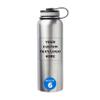 6 Stainless Steel Vacuum Water Bottles Set, 41 oz. - Customizable Text, Logo - Double wall - Silver view 1