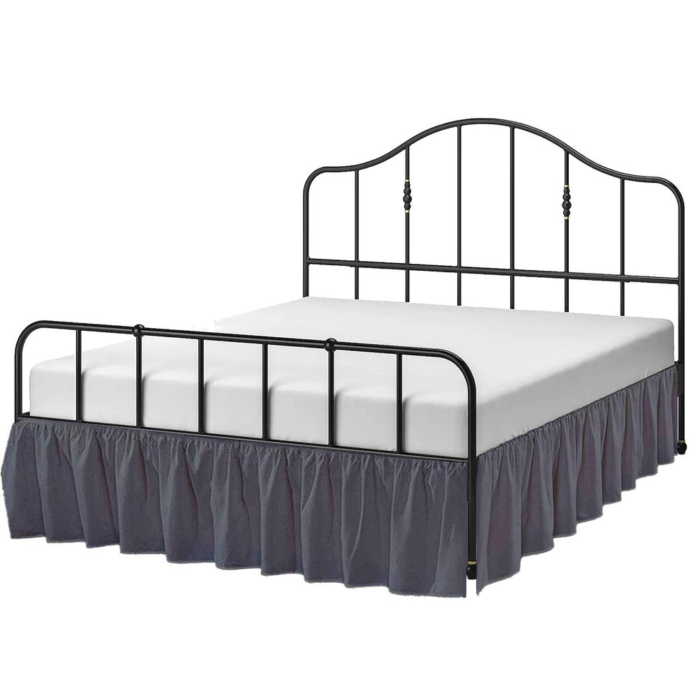 Yarns of Cotton Ruffled Bed Skirt with Split Corners - Dust Ruffle Split Corner Bedskirts - Platform Base Three Sided Coverage Bedskirt - 100% Microfiber Gathered Bed Skirt - Full 18" Drop, Dark Grey