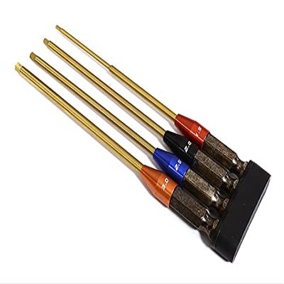 Integy QuickPit 4 Metric Sizes, 1/4in Adapter Allen Hex Tip Set (1.5, 2, 2.5 & 3mm)