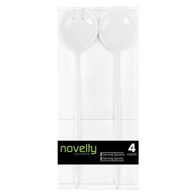20 Piece Set of Novelty Serving Spoon & Spork White for Dinner Parties, Wedding, Thanksgiving