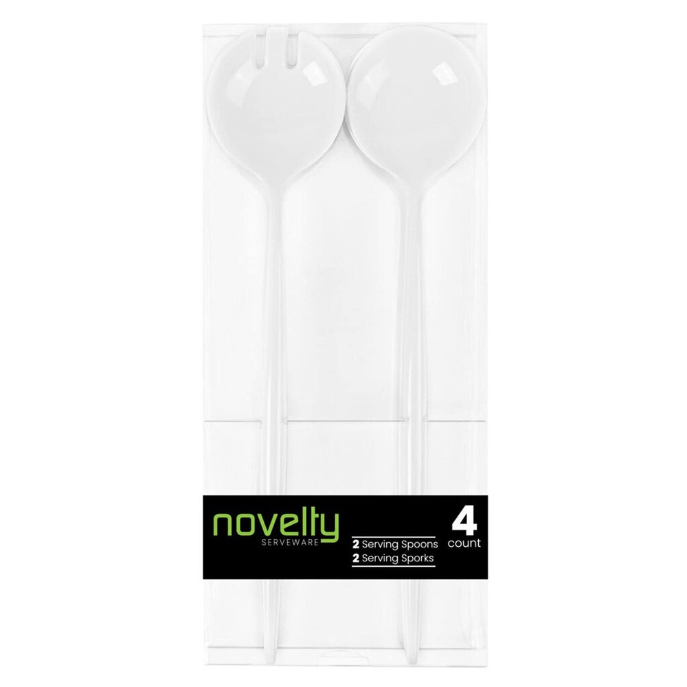 20 Piece Set of Novelty Serving Spoon & Spork White for Dinner Parties, Wedding, Thanksgiving
