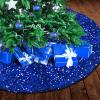 Atiming 48 inches Blue Sequin Christmas Tree Skirt Base Cover Navy Blue Christmas Tree Skirt Glitter Xmas Tree Skirt Mat Sparkly for Christmas New Year Holiday Decorations (Blue, 122cm) view 2