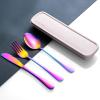 SAOSHYPEI Travel Utensils with Case, 4-Piece Stainless Steel Set, Rainbow view 2