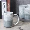 Smilatte 14 OZ Marble Coffee Mugs, M068 Novelty Marble Ceramic Cup for Home and Office, Microwave Dishwasher Safe, Set of 4, Gray view 3