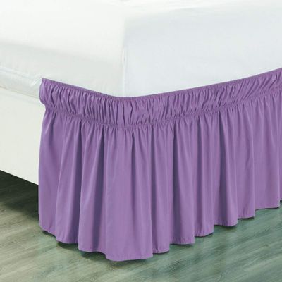 Amuze Bedding Easy Fit Elastic Wrap Around Ruffled BedSkirt Recron Drop Length 16 Inches (Lilac,King XL)
