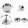 Chafing Dish Buffet Sets, Full Size Stainless Steel Round Buffet Chafer, 3.5L Food Warmer with Gold Accents with Food Water Pan, Lid, Frame And Fuel Holder,5 view 4