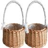 RTWAY Wicker Rattan Flower Basket, Set of 2 Wedding Flower Girl Baskets, Willow Handwoven Basket with Handles and Plastic Insert, Woven Eggs Candy Basket for Home Garden Decor view 1