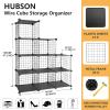 HUBSON Wire Cube Storage Organizer, Book/Toy/Craft/Potted Plants and petCloset Organizers and Storage Shelves, 9-Cube Freely Combinable Metal Grids Storage Shelf,Black Plus Iron view 2