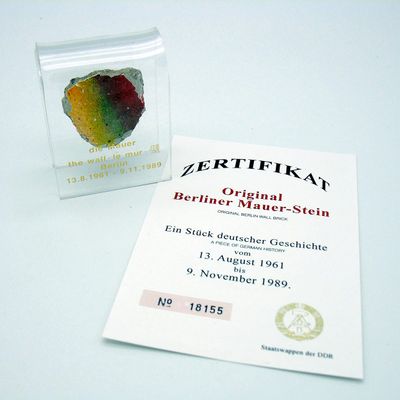 Original Berlin Wall Piece Display in a transparent arch (3" x 3" Medium)