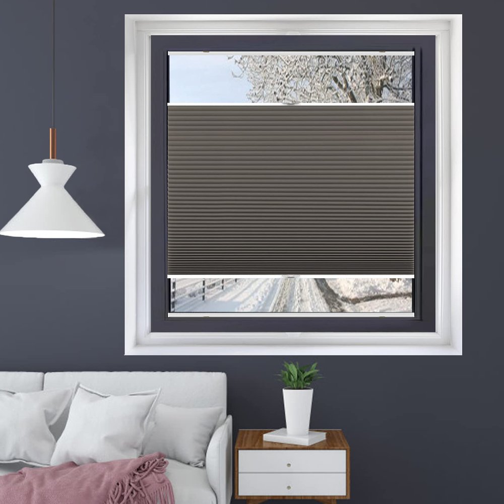 Top Down Bottom up Cordless Cellular Shades, Honeycomb Window Blinds, Custom Size 6"~40", Thermal Shades Dark Grey Blackout,38" W x 50" H