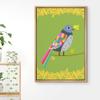 bestdeal depot Framed Canvas Print Wall Art Multicolor Gray & Pink Pigeon on Green Background Birds Wilderness Illustrations Modern Art Chic Ultra for Living Room, Bedroom, Office - 16"x24" NATURAL view 2