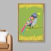 bestdeal depot Framed Canvas Print Wall Art Multicolor Gray & Pink Pigeon on Green Background Birds Wilderness Illustrations Modern Art Chic Ultra for Living Room, Bedroom, Office - 16"x24" NATURAL view 3