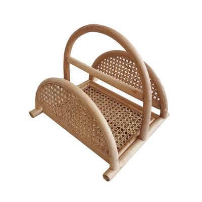 LiLi_Shop Magazine Newspaper Baskets Magazine Rack Newspaper Magazine Storage Rack Creative Double-Layer Floor Small Bookshelf Table Desk Picture Book Shelf (Color : Natural, Size : 323030cm)