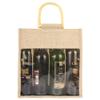Vpang Eco-Friendly Burlap Jute Wine Bottle Tote with Cane Handle - Gift Packaging and Gift Bag for Four Bottles view 1