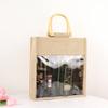 Vpang Eco-Friendly Burlap Jute Wine Bottle Tote with Cane Handle - Gift Packaging and Gift Bag for Four Bottles view 2