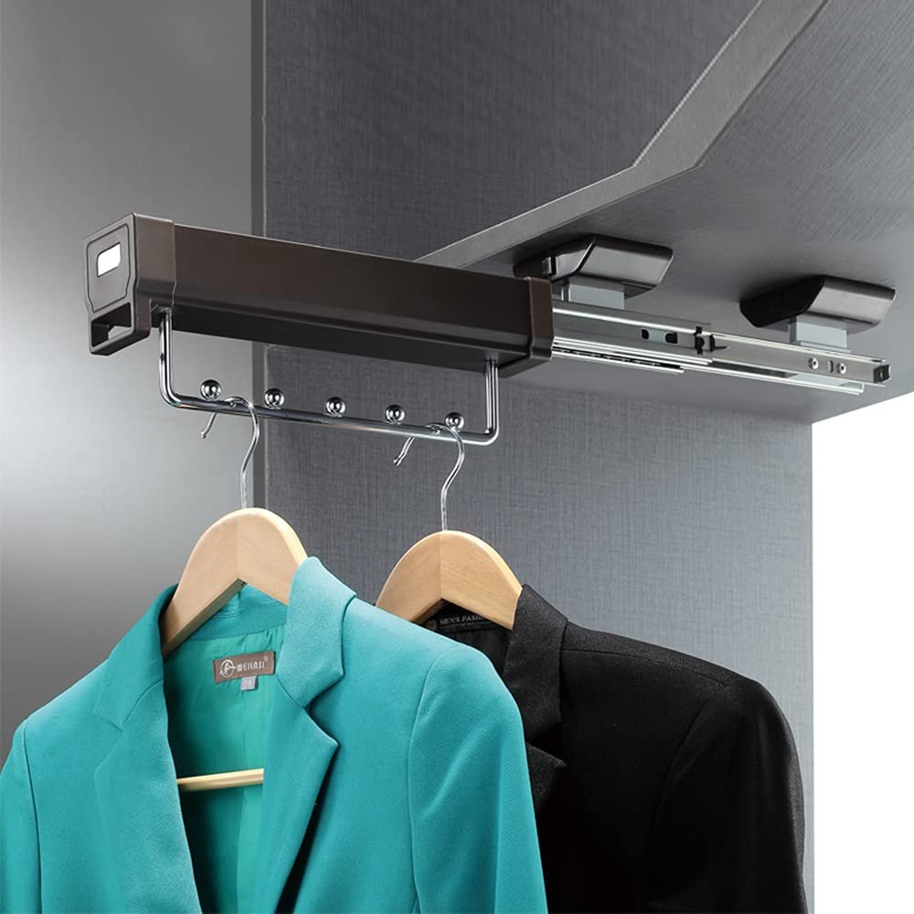 LKP Wardrobe Pull Out Extendable Clothing Rail, Space Saving Closet Rod Top-Mounted, Clothes/Scarf/Shirt Hanger Organizer, 12inch/ 18inch