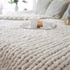 ADSEA Giant Yarn Chunky Blanket,Warm Luxury Handmade Chunky Knit Blanket,nap Blanket Throw for Bedroom Decor Chair Sofa Pet Mat Creamy-White 200x230cm(79x91inch) view 1