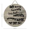 12" Round Wooden Sign for Front Door Decor Soft Kitty Warm Kitty Sleepy Kitty Wood Plaque Door Hanger for Farmhouse Living Room Bedroom Dining Room Kitchen Garden view 2