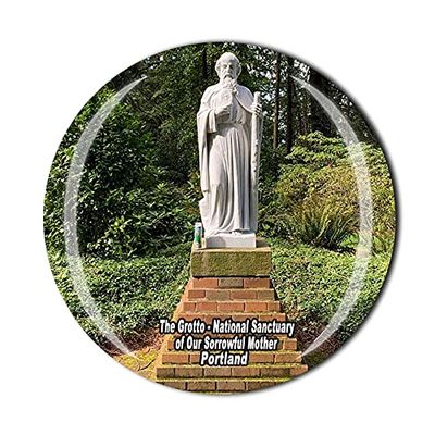 America 3D Portland Oregon The Grotto - National Sanctuary of Our Sorrowful Mother Fridge Magnet Souvenir Crystal Glass Magnet Travel Souvenir Collection Gift Home Kitchen Decoration
