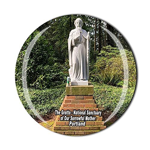 America 3D Portland Oregon The Grotto - National Sanctuary of Our Sorrowful Mother Fridge Magnet Souvenir Crystal Glass Magnet Travel Souvenir Collection Gift Home Kitchen Decoration