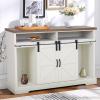 Sophia & William Farmhouse Sideboard Buffet Server Coffee Bar Storage Cabinet with Sliding Barn Door for Kitchen Living Room, Ivory view 1