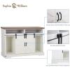 Sophia & William Farmhouse Sideboard Buffet Server Coffee Bar Storage Cabinet with Sliding Barn Door for Kitchen Living Room, Ivory view 3