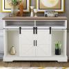 Sophia & William Farmhouse Sideboard Buffet Server Coffee Bar Storage Cabinet with Sliding Barn Door for Kitchen Living Room, Ivory view 4