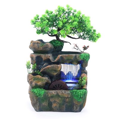 Desktop Water Fountain, Indoor&Outdoor Tabletop Fountains Waterfalls Humidifier, Illuminated Relaxation Fountain Zen Meditation for Home, Office, Bedroom Decoration Gift (Type 6)