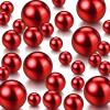 150 Pieces Vase Filler Faux Pearls Vase Makeup Beads No Hole Gloss Bead Mixed Sizes Round Pearl for Home Party Wedding Decor, 8/14/20 mm(Red) view 1