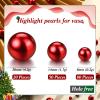 150 Pieces Vase Filler Faux Pearls Vase Makeup Beads No Hole Gloss Bead Mixed Sizes Round Pearl for Home Party Wedding Decor, 8/14/20 mm(Red) view 2