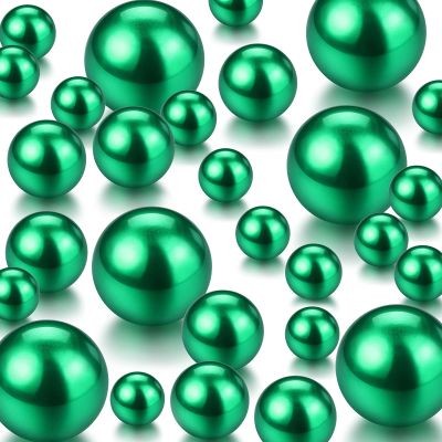 150 Pieces Vase Filler Faux Pearls Vase Makeup Beads No Hole Gloss Bead Mixed Sizes Round Pearl for Home Party Wedding Decor, 8/14/20 mm(Green)