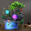 11-Inch Tabletop Fountains Desk Rockery Cascading Mini Waterfall Atomizing Humidifier Fountain with Crystal-Like Lighting Effect Rolling Ball Desktop Small Interior Water Feature Decoration view 4