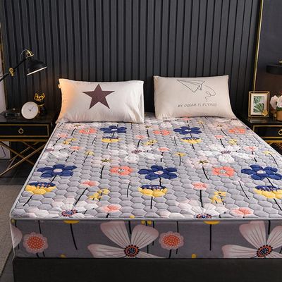 CFYCYHDZHT Deep Pockets Fits Children's Bedroom Thick Quilted Coral Fleece Animal Print Mattress Cover,Boys Girls Room Thick Warm Non Slip Bed Cover Flower 150cmx200cm