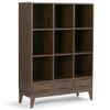 Allora 48" H Transitional 9 Cubby Solid Wood Bookshelf Bookcase Storage with 9 Shelves, for The Living Room, Study and Office, in Walnut Brown view 1