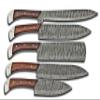 Damascus Steel Kitchen Knife Set, 5 PCS Hand Forged Chef Knife Set With Leather Roll Kit Christmas gift kitchen and Dinning view 1