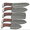 Damascus Steel Kitchen Knife Set, 5 PCS Hand Forged Chef Knife Set With Leather Roll Kit Christmas gift kitchen and Dinning view 3