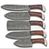 Damascus Steel Kitchen Knife Set, 5 PCS Hand Forged Chef Knife Set With Leather Roll Kit Christmas gift kitchen and Dinning view 4