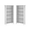 Home Square 5 Shelf Wood Bookcase Set in Pure White and Shiplap Gray (Set of 2) view 1