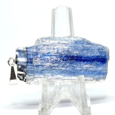 2PCs 55mm Blue Kyanite Blade Pendants Natural Sparkling Gemstone Crystal Mineral Silver Plated Point Specimens - Brazil