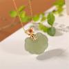 CAOMIAN S925 Sterling Silver Gold Plated Natural Hetian Jade Gray Jade Set Chain Retro Personality Ruyi Ladies' Pendant view 2