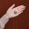 CAOMIAN S925 Sterling Silver Gold Plated Natural Hetian Jade Gray Jade Set Chain Retro Personality Ruyi Ladies' Pendant view 4