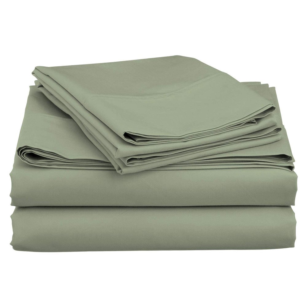 Wega Linen Top Split King Sheet Sets for Adjustable Beds Split Head Flex Top 24" Deep Pocket Top Cotton Sheet Sage